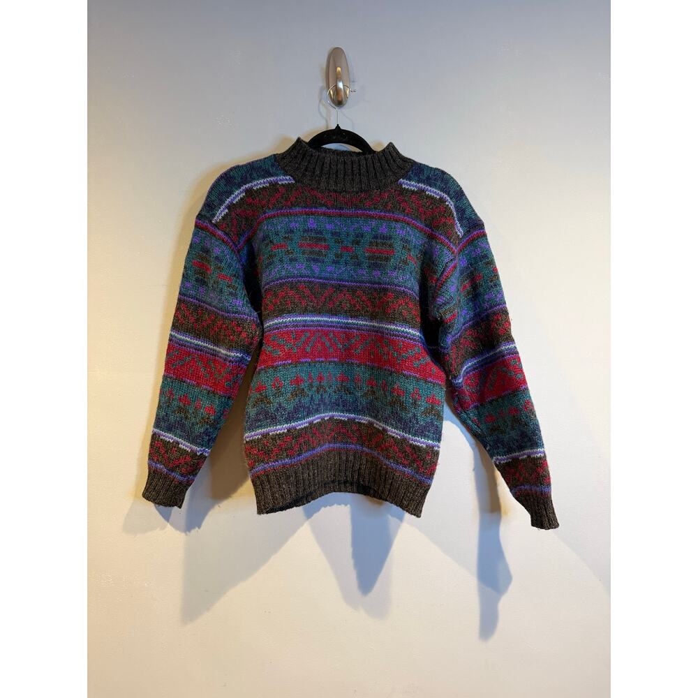 Vintage Y2K Woolrich Women’s Fair Isle Knit Sweater Crewneck Made in Hong Kong